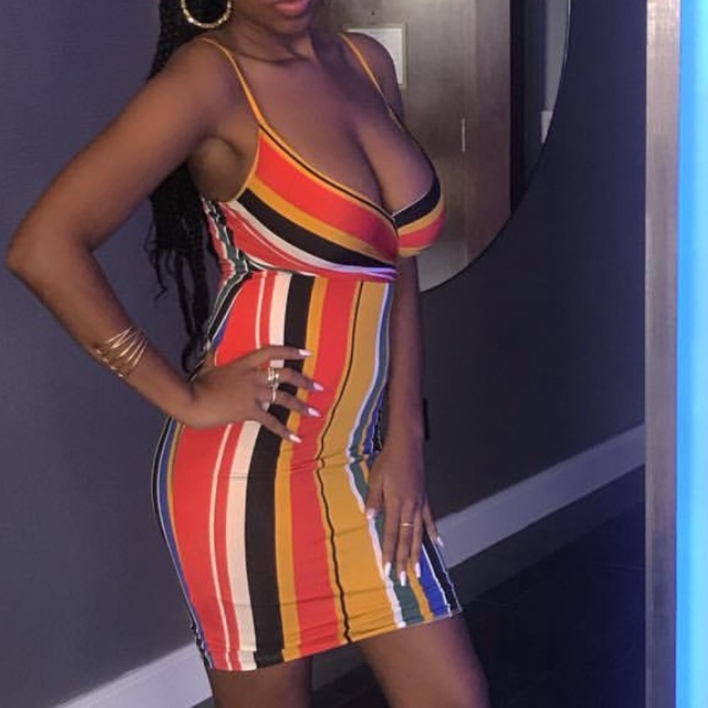 AKIRA Bold Multicolor Striped Wrap Maxi Dress - Red, Yellow, Blue, Green